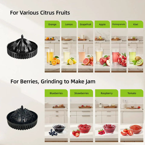 Keerain Automatic Electric Citrus Juicer With Dual Cones, One Touch Easy Operation Machine, for various fruits and berries.