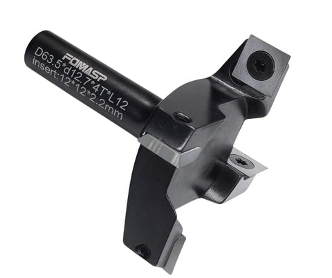 CNC Spoilboard Surfacing Router Bit With Half Inch Shank And Two And A Half Inch Cutting Diameter Replaceable Carbide Inserts Four Wing