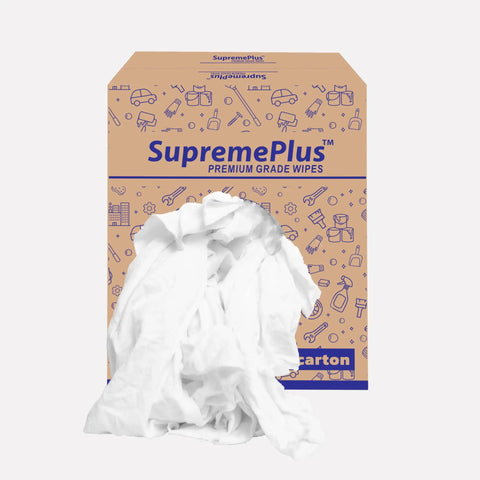 Recycled White T Shirt Cleaning Rags Bulk 50 Lb Box High Absorbency For Oil Spills Grease Paint Auto Detailing Multipurpose Shop Rag Pack