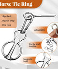4 Pack Stainless Steel Horse Tie Rings For Training And Tension Relief Indoor Outdoor Use Eye Bolt Snap Compatible