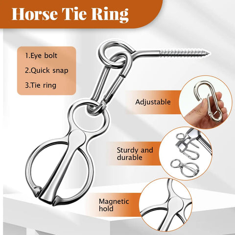 4 Pack Stainless Steel Horse Tie Rings For Training And Tension Relief Indoor Outdoor Use Eye Bolt Snap Compatible