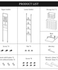 Diagram showing components of Heavy Duty Cordless Vacuum Stand Docking Station With Wheels including holders and accessories.