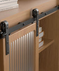 2.5-Foot Mini Sliding Barn Door Hardware Kit for Closets and Cabinets, 30 Inch Track System, Carbon Steel, installed view