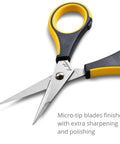 Ultra Sharp Precision Craft Scissors With Stainless Steel Blades And Safety Cap Micro Tip For Fine Paper Crafting Scrapbooking School Projects Home And Office Use Non Slip TPR Handles For Easy Grip Kid Friendly And Comfortable Everyday DIY, close-up