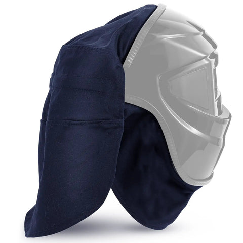 Two Pack Welding Helmet Cover And Bib Set With Press Fit Neck Seal, Flame Retardant Fabric For Extra Neck Protection, Navy Blue
