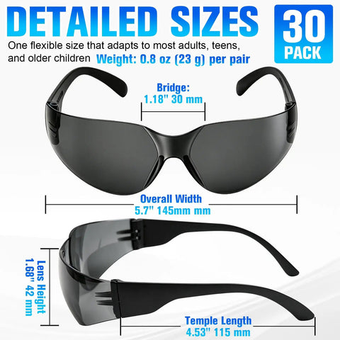 30 Pack Tinted Safety Glasses With Dark Lens And Uv 400 Cover For Job Sites And Backyard Builds Crafted For Hardworking Crew And Handy Folks Who Want Rugged Eye Guard That Cuts Blinding Light Dead Zero Fatigue On Shifts