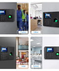 Biometric Fingerprint Time Clock For Employees with no monthly fees, fast in and out system for small biz, multiple settings.
