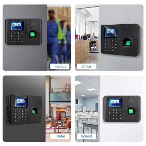 Biometric Fingerprint Time Clock For Employees with no monthly fees, fast in and out system for small biz, multiple settings.