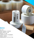 Industrial Thermal Transfer Printer With Sweet 300 Dpi Clarity And Badass Reliability For Top Shelf Label Printing Across Your Workspace Usb Serial Ethernet Hookup For Zero Hassle Daily Grind Operations, showing Zebra labels and rolls in a box.