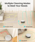 Robot Vacuum With Strong Suction And Long Battery Life For Pet Hair Slim Low Profile Quiet Cleaning Auto Docking And Self Charging Wi Fi App And Alexa Control Great For Hard Floors And Everyday Cleaning M210 showing different cleaning modes on hard floor surface