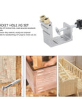Adjustable Pocket Hole Jig Kit with Inclined Punch Locator for pro-grade woodworking precision, aluminum alloy material.