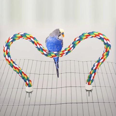Totally Bendable Multicolor Cotton Bird Rope Perch Built Tough With A Steel Core And Quick Twist End Nuts For Straight Up Secure Cage Climbing Action