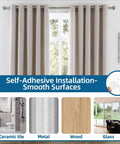Self-adhesive curtain rod brackets; install on tile, metal, wood, glass. No Drill Adhesive Double Curtain Rod Brackets Set Of 4 Renter Friendly Heavy Duty Curtain Holders For Living Room And Bedroom Dual Rod Design Each Pair Holds Up To 13 Pounds Clear.