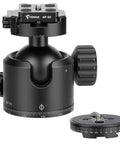 Low Profile Camera Tripod Ball Head Mount With 55mm Ball, 360° Swivel And 90° Tilt, Arca-Swiss Compatible, Ultra Stable For No Shake And Smooth Panoramic Shots, Lightweight And Durable Mount For DSLRs And Mirrorless Cameras, black metal with clamp