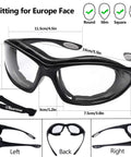 SAFEYEAR SG002 anti-fog safety glasses with black frame and clear scratch-resistant lenses, front view