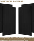 Fresh Groove Design Acoustic Wall Panels For Legit Sound Absorption And Echo Reduction Solid Noise Blocking, symmetrical black pattern.
