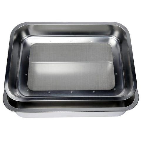 Heavy Duty Stainless Steel Herb Trimming Tray With Detachable 150 Micron Screen, Extra Large Pro Grade 19.5 By 13.5 Inches