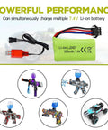 7.4V 500mAh SM-4P RC Battery With USB Charging Cable for EC16 DE85 Off Road RC Car, M416 Gel Blaster, Quick Charge