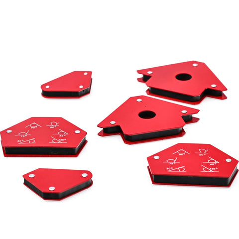 Rosfix Magnetic Welding Angle Set x6 Stainless Steel Fixed Angle tools with various angles for precise metal positioning.
