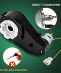 Close-up of Two Pack 12V RS550 Beefed Up Torque Gearbox Motors for Kids Ride On Cars SUVs UTVs ATVs 40000 RPM Electric Motors kit