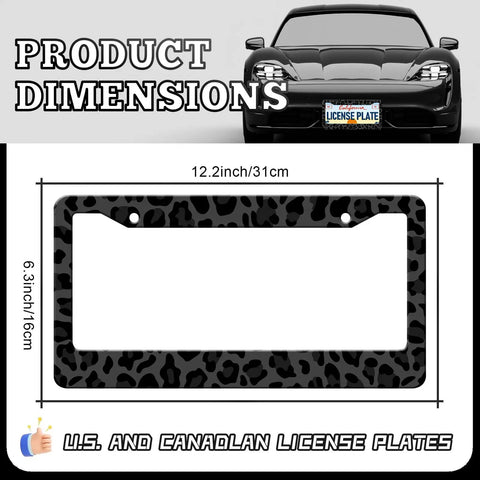 Dope Leopard Print License Plate Frames 2 Pack Aluminum Rustproof Waterproof Car Tag Frame With Screws And Caps Cheetah Style