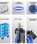 4 Inch Heavy Duty Stem Caster Wheels Set Of Four With Locking Swivel Casters 2000 Lbs Capacity features and components