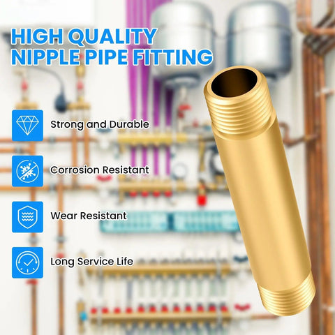 Beefy Brass Pipe Fitting Long Nipple One Half NPT Male To One Half NPT Male 4 Inch Cast Straight Extender Connector