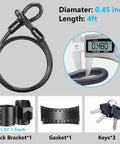 Heavy Duty Bike U Lock With 5 Foot Security Cable And 17mm Shackle accessories including 4ft cable, bracket, gasket, and 3 keys.
