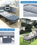 Go To Adjustable Folding Camping Cot With Mattress in an office, highlighting thickened oxford cloth and side pocket