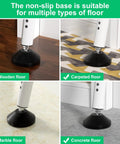 Adjustable Security Door Stop Bar With Interchangeable Caps And Rubber Tips, showing use on wooden, carpeted, marble, concrete floors