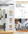 Pneumatic 18 Gauge Brad Nailer, 3/8 To 1-3/16 Inch Nail Length Range, Continuous Firing Brad Nail Gun in workshop setting