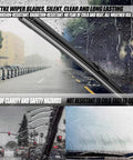 Premium All Weather Windshield Wiper Blades 26 Plus 18 Inch For 2016 Through 2021 Honda Civic shown in rainy conditions.