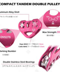 Heavy Duty Zipline Pulley Kit With 30kN Capacity And 6700 Lbs Tandem Dual Trolley, aluminum alloy shell, stainless bearings