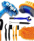 10 Piece Bicycle Cleaning Kit With Chain Cleaner, Chain Brush, Tire Cleaner, Detail Brush, Wheel Brush, Sprocket Scrapers, Sprocket Brushes, Gloves
