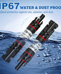 IP67 water and dust proof heavy duty solar connectors for five piece set of heavy duty 15 amp solar fuse holders inline.