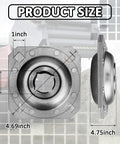 Flanged Disc Harrow Bearing 1 Inch Square Bore For Farm Gear, Relubricable, Riveted Flange, 3.313 Inch To 4.69 Inch Bolt Hole Centers, Farm Grade AG Style Replacement Bearing; front and side view with size callouts