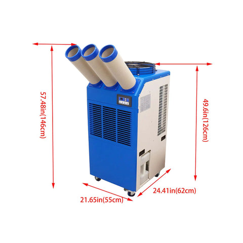 Built Tough Industrial Evaporative Air Conditioner With Extendable Cooling Ducts 220 Volt 910 Cubic Meters Per Hour Airflow for warehouses and workshops.