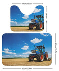 Ultra Soft Coral Velvet 2 Piece Bath Rug Set With Non Slip U Shaped Contour Toilet Mat And Fantasy Farm Tractor Print Absorbent Plush Bath Mats Machine Washable Home Decor Must Have