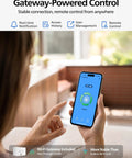 Person using app for Top Shelf Matte Black Wifi Smart Lock With Fingerprint Keyless Entry And Lever Handles.