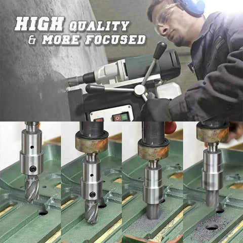 Pro Grade Magnetic Drill Annular Cutter Set, 7 Pcs 1 Inch HSS M2 Weldon Shank Bits, Cutting Depth 1 Inch, Diameter 0.5 To 1 Inch, Mag Drill Kit With Pilot Pins For Magnetic Drill Press