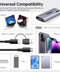 128GB Portable External SSD Drive With Snappy Read And Write Speeds Up To 550 MB Per Second For Quick On The Go Backups, Media, And File Transfers For Laptops, Desktops, And Enthusiast Setups. Universal compatibility graphic