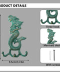 Premium Cast Iron Mermaid Wall Hook With Solid Metal Finish Totally Awesome Vintage Nautical Coat And Towel Hanger, 16cm x 9.5cm