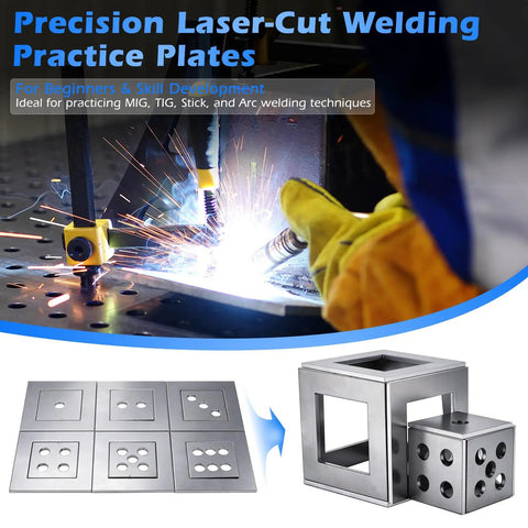 24 Piece Laser Cut Welding Coupons Set For Practice Plates 11 Gauge Mild Steel One Eighth Inch Thick Ideal For Rookie Welders MIG TIG And Arc Welding Burr Free Edges For Precise Fit And Consistent Weld Practice