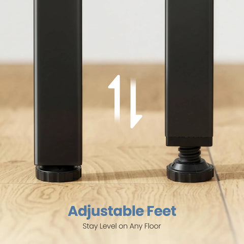 Adjustable feet of L Shaped Desk 47 Inch Computer Desk for Home Office and Gaming, Corner Desk With Reversible Storage Shelves
