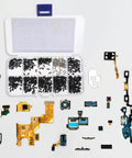 500 Piece Laptop Screw Kit With Flat Head Self Tapping Screws For Laptop Motherboard And Graphics Card Carbon Steel Quick Install And Easy Storage Case, shown with electronic components