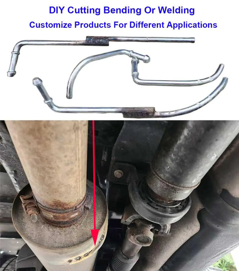 Beefed Up Heavy Duty Exhaust Hanger Rod Set Three Eighths Inch Universal Fit With Straight 10 Inch And 90 Degree Hangers in use