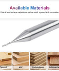 SpeTool carbide upcut inlay router bit, 1/32 in cutting diameter, 1/4 in shank, for wood engraving — close-up view.