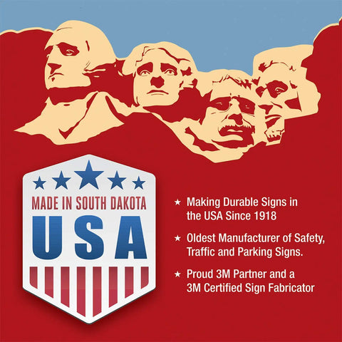 Illustration of Mount Rushmore with text highlighting sign manufacturing in South Dakota and 3M partnership.