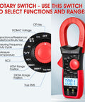 Clamp Meter Multimeter With True RMS, 2000A AC DC Current, 6000 Counts, Bluetooth Data Logging To 570Y App rotary switch close-up