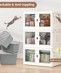 Heavy Duty Stackable Storage Bins With Lids And Wheels 4 Pack in white, displaying contents and featuring a sleek design with wheels.